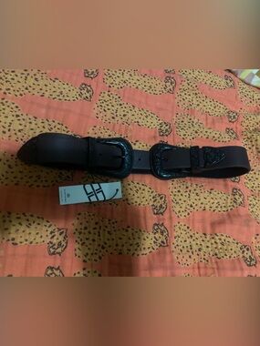 Womens B-low Black Western Leather Belt with Decorative Buckles